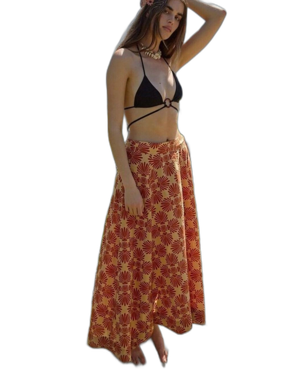 Free People FP Intimately Maxi Skirt Wrap Oversized Tan Beach Sarong Coverup XS
